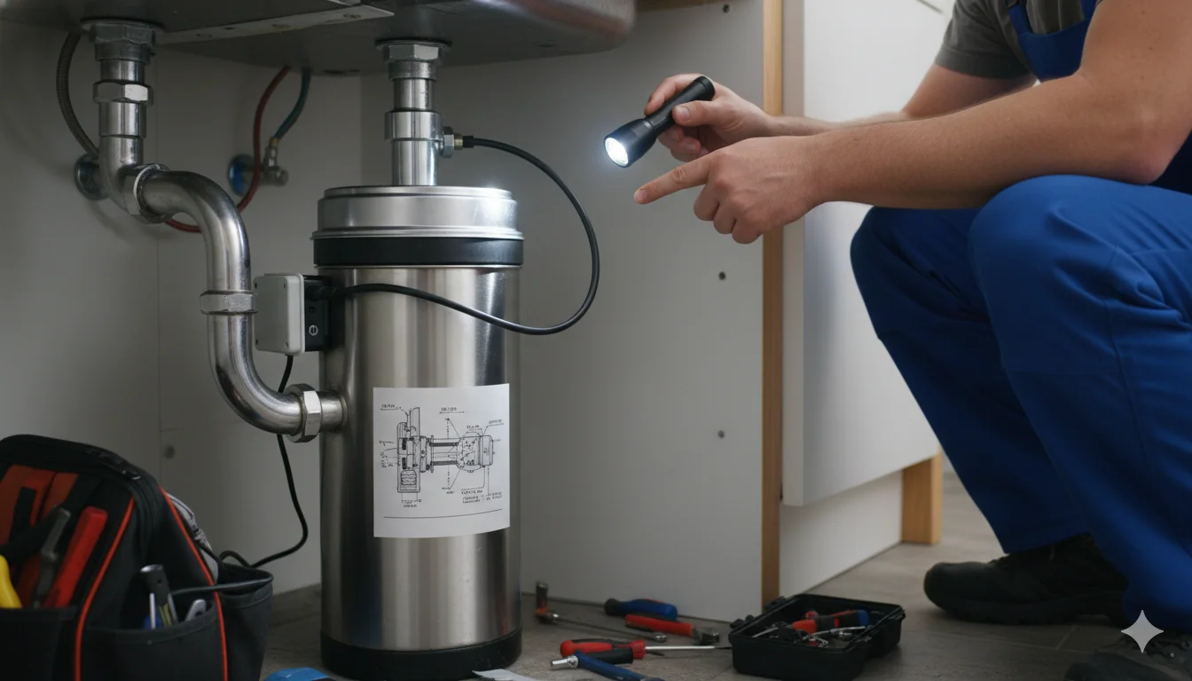 Débouchage professionnel d'évier avec broyeur