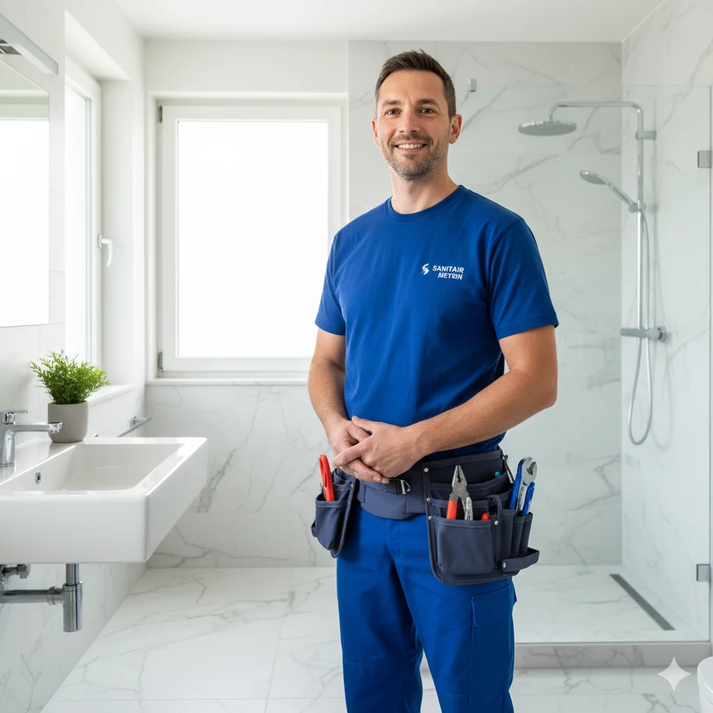 Plombier professionnel installant un système sanitaire